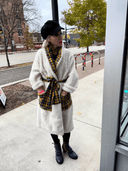 Sheepskin Robe - Coat Yellow & Blue Tartan Punk Custom – One - of - a - Kind by RE - JIG for Reckless Swagger - Reckless Swagger