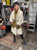 Sheepskin Robe - Coat Yellow & Blue Tartan Punk Custom – One - of - a - Kind by RE - JIG for Reckless Swagger - Reckless Swagger