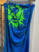 Skull Splatter Tube Dress - Blue Punk Art Statement Piece - Reckless Swagger