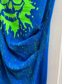Skull Splatter Tube Dress - Blue Punk Art Statement Piece - Reckless Swagger