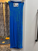 Skull Splatter Tube Dress - Blue Punk Art Statement Piece - Reckless Swagger