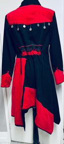 Smashing Asymmetrical Wool Coat - Red & Black Statement Piece with Swing Skirt - UK 12/US 10 - Reckless Swagger