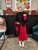 Smashing Asymmetrical Wool Coat - Red & Black Statement Piece with Swing Skirt - UK 12/US 10 - Reckless Swagger