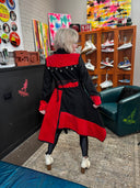 Smashing Asymmetrical Wool Coat - Red & Black Statement Piece with Swing Skirt - UK 12/US 10 - Reckless Swagger