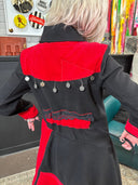 Smashing Asymmetrical Wool Coat - Red & Black Statement Piece with Swing Skirt - UK 12/US 10 - Reckless Swagger