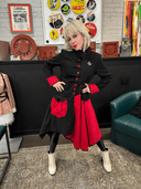 Smashing Asymmetrical Wool Coat - Red & Black Statement Piece with Swing Skirt - UK 12/US 10 - Reckless Swagger