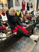 Smashing Asymmetrical Wool Coat - Red & Black Statement Piece with Swing Skirt - UK 12/US 10 - Reckless Swagger