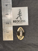 Split Onyx & White Nacre Oblong Cabuchon Adjustable Silvertone Ring - Reckless Swagger