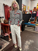 Stripe Pirate White Jeans - Custom Made Nautical Denim | Reckless Swagger - Reckless Swagger