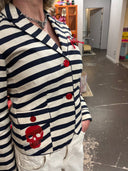 Stripe Pirate White Jeans - Custom Made Nautical Denim | Reckless Swagger - Reckless Swagger