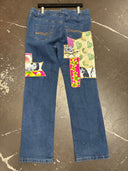 Sunglass Patchwork Denim Jeans - Unique Embroidered Design - Reckless Swagger