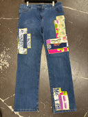 Sunglass Patchwork Denim Jeans - Unique Embroidered Design - Reckless Swagger