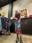 Tartan & Denim Punk Skirt 'Sex and Chaos' - Alternative Gothic Fashion - Reckless Swagger
