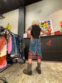 Tartan & Denim Punk Skirt 'Sex and Chaos' - Alternative Gothic Fashion - Reckless Swagger