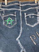 Tartan & Denim Punk Skirt 'Sex and Chaos' - Alternative Gothic Fashion - Reckless Swagger
