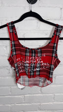Tartan Plaid Crop Tank Top with Zippers & Chains - Reckless Swagger