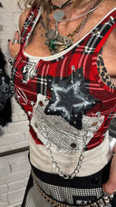 Tartan Plaid Crop Tank Top with Zippers & Chains - Reckless Swagger