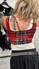 Tartan Plaid Crop Tank Top with Zippers & Chains - Reckless Swagger