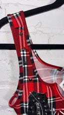Tartan Plaid Crop Tank Top with Zippers & Chains - Reckless Swagger