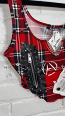 Tartan Plaid Crop Tank Top with Zippers & Chains - Reckless Swagger