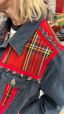 Tartan Studded Denium Jacket - Reckless Swagger