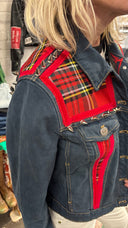 Tartan Studded Denium Jacket - Reckless Swagger