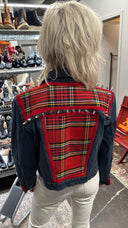 Tartan Studded Denium Jacket - Reckless Swagger