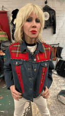 Tartan Studded Denium Jacket - Reckless Swagger
