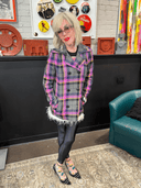 Ted Baker Purple Tartan Pea Coat – “Bad Girl” Statement Coat - Reckless Swagger