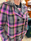 Ted Baker Purple Tartan Pea Coat – “Bad Girl” Statement Coat - Reckless Swagger