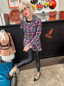 Ted Baker Purple Tartan Pea Coat – “Bad Girl” Statement Coat - Reckless Swagger