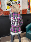 Ted Baker Purple Tartan Pea Coat – “Bad Girl” Statement Coat - Reckless Swagger