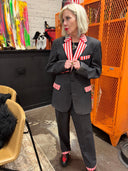Underground Punk Classic Suit - Charcoal Grey with Candy Striped Trim - Reckless Swagger