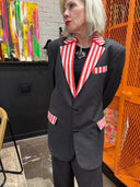 Underground Punk Classic Suit - Charcoal Grey with Candy Striped Trim - Reckless Swagger
