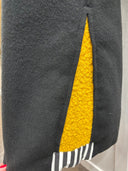Upcycled Black Wool Coat with Yellow Sherpa Accents - One - of - a - Kind Punk Fashion - Reckless Swagger