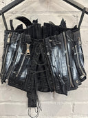 Upcycled Zipper Corset Faux Leather - Reckless Swagger