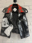 Vegan leather & mesh & Tartan vest - Reckless Swagger