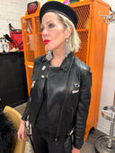 Vegan Punk Perfecto Jacket - Hand - Painted Cow Print with Metal Studs - Reckless Swagger