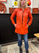 Vintage 1960s Mod Car Coat | Orange Leather, Made in USA - North Dakota - Reckless Swagger
