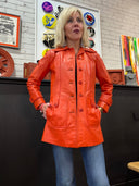 Vintage 1960s Mod Car Coat | Orange Leather, Made in USA - North Dakota - Reckless Swagger