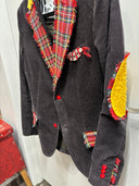 Vintage Brown Corduroy Tartan Blazer - Upcycled Punk Revival Jacket - Reckless Swagger