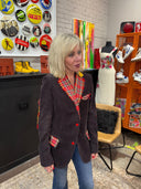 Vintage Brown Corduroy Tartan Blazer - Upcycled Punk Revival Jacket - Reckless Swagger