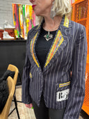 Vintage Pin - Stripe Jacket with Madras Inlays & Yellow Buttons - Rebel Chic Style - Reckless Swagger