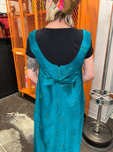 Vintage Teal Silk Cocktail Dress - Retro Glam Punk Style - Reckless Swagger