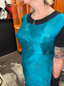 Vintage Teal Silk Cocktail Dress - Retro Glam Punk Style - Reckless Swagger