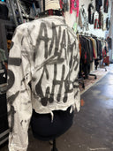 White Punk Shirt w/Tartan Collar & Embellishments - Reckless Swagger