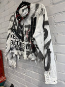 White Punk Shirt w/Tartan Collar & Embellishments - Reckless Swagger