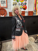 "Who's Going To Stop Me?" Painted Punk Pin Blazer - Chic Black Statement Jacket - Reckless Swagger