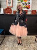 "Who's Going To Stop Me?" Painted Punk Pin Blazer - Chic Black Statement Jacket - Reckless Swagger