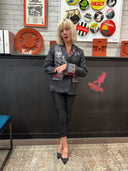 "Who's Going To Stop Me?" Painted Punk Pin Blazer - Chic Black Statement Jacket - Reckless Swagger
